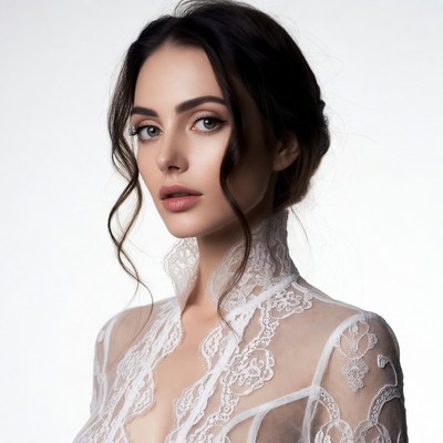 Woman in white lace dress