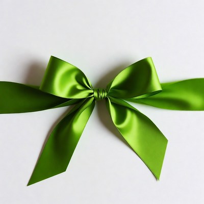 Green satin ribbon bow