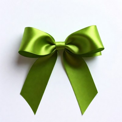 Green satin ribbon bow