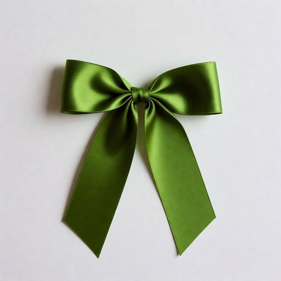 Green Satin Bow Isolated