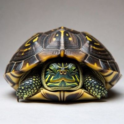 Close-up of yellow-bellied slider turtle