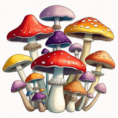 Colorful Mushrooms Illustration
