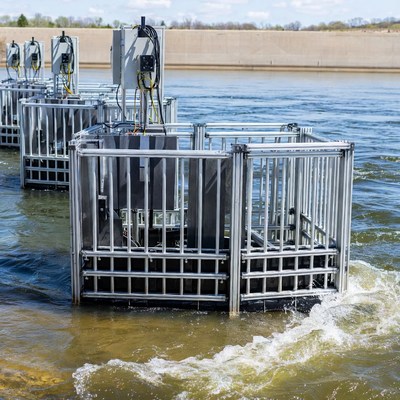Metal Fish Traps in River