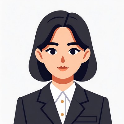 Asian woman in black suit illustration