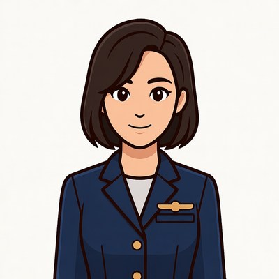 Asian woman in flight attendant uniform