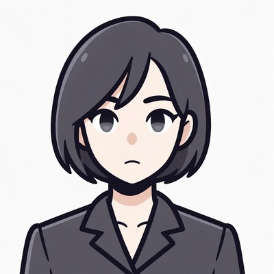 Anime girl in suit pouting