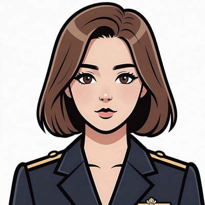 Asian woman in navy uniform