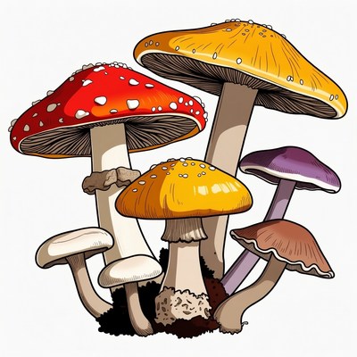 Colorful Mushrooms Illustration