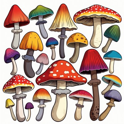 Colorful Mushrooms Illustration