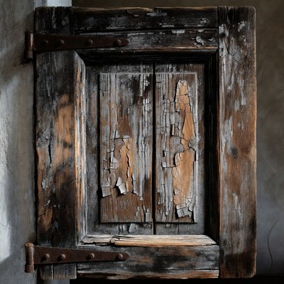 Old weathered wooden window frame