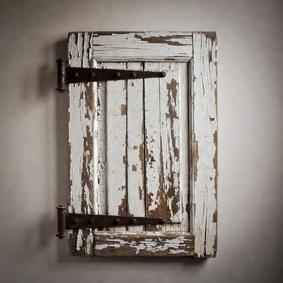 Old White Peeling Shutters