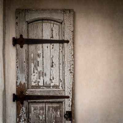 Old weathered wooden door