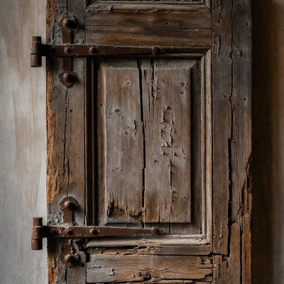 Old weathered wooden door