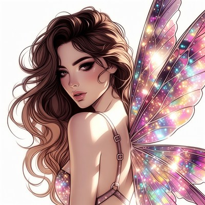 Beautiful woman with sparkling fairy wings