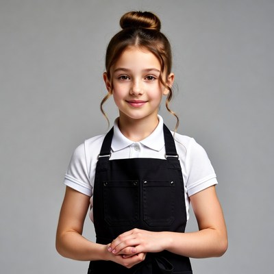Girl wearing black apron