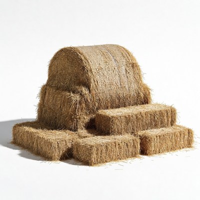 Hay Bales on White Background