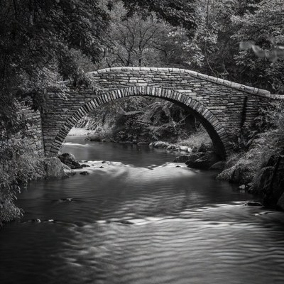 Stone Arch Bridge over Forest Stream