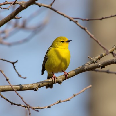 Yellow Warbler on Tree Branch
