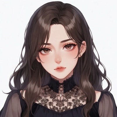 Anime girl with lace collar