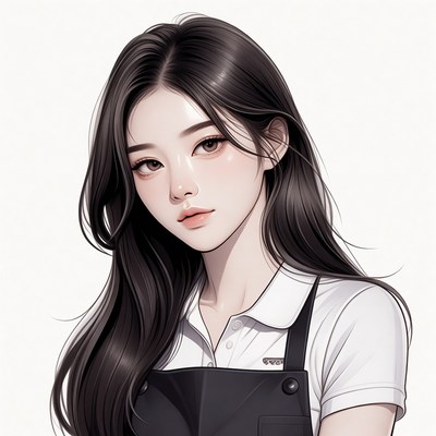 Asian woman in white shirt black pinafore