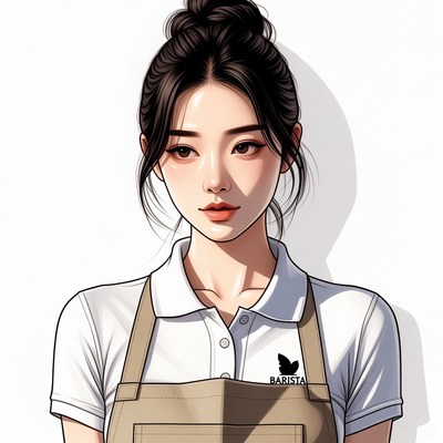 Asian barista woman in uniform