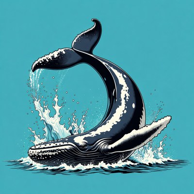 Humpback Whale Splashing in Ocean