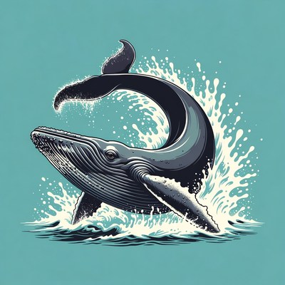 Humpback whale jumping from water