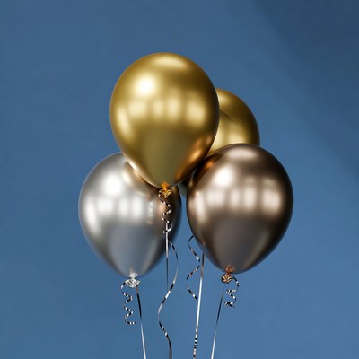 Gold Silver Bronze Balloons Cluster