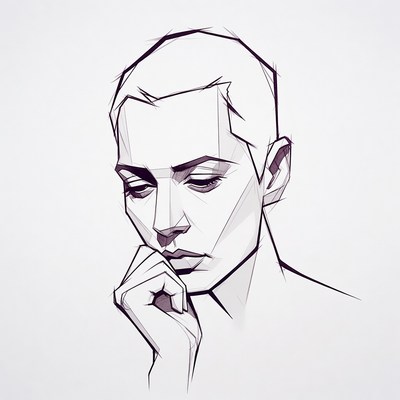 Woman with hand on chin illustration