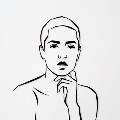 Woman thinking with hand on chin