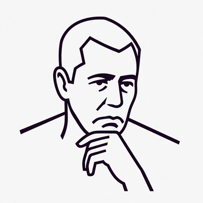 Man thinking with hand on chin