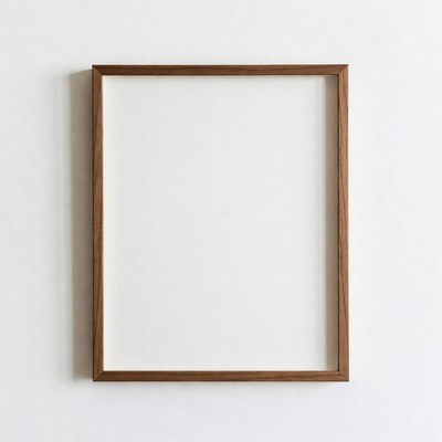 Empty Wooden Picture Frame on Wall
