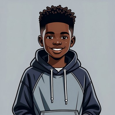 Smiling African-American boy in hoodie