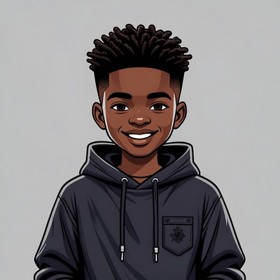 Smiling African-American boy in hoodie