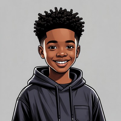Smiling African-American boy in hoodie