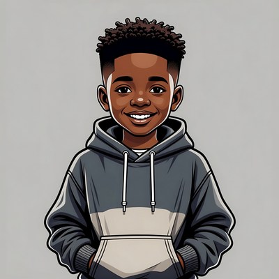 Smiling African-American boy in hoodie