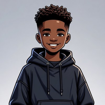 Smiling African-American boy in hoodie