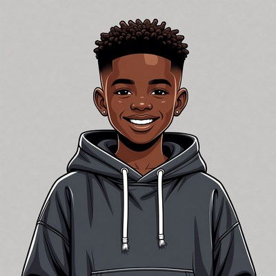 Smiling African-American boy in hoodie
