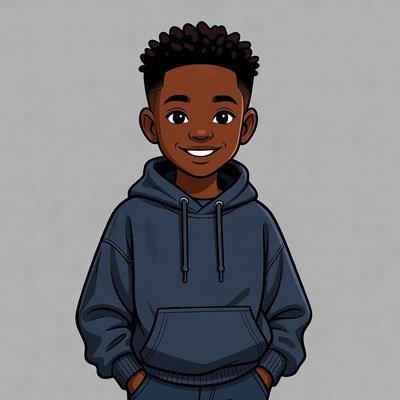 Smiling African-American boy in hoodie