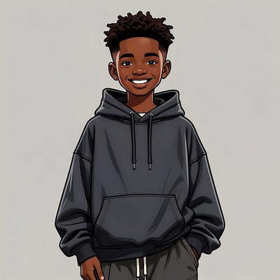 Smiling African-American boy in hoodie
