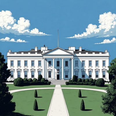 White House illustration with lawn
