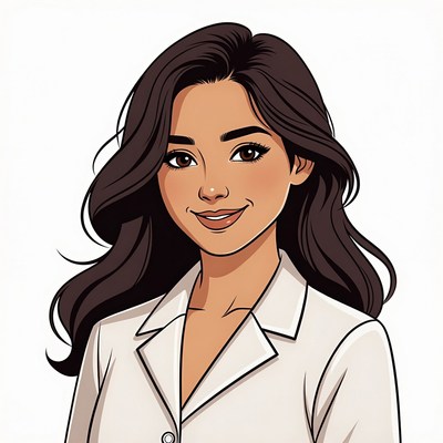 Smiling Asian woman in white blouse