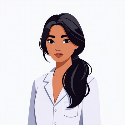 Asian woman in white lab coat