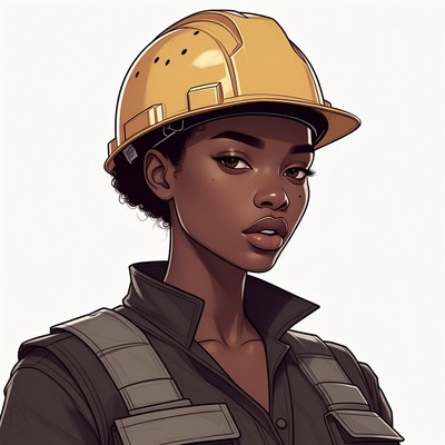 African-American woman wearing hard hat