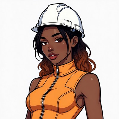 African-American woman wearing hard hat
