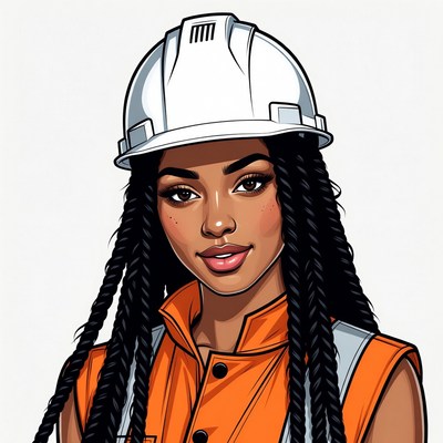 African-American woman in hard hat and vest