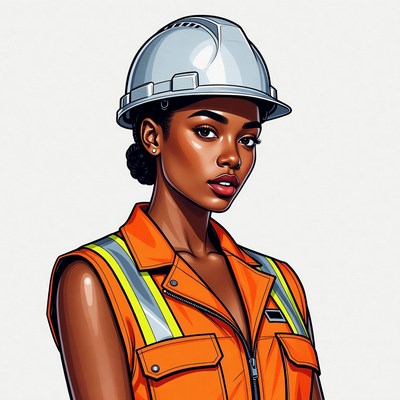 African-American woman in hard hat vest