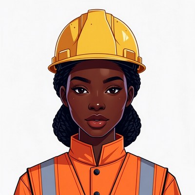African-American woman in hard hat
