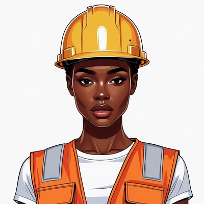 African-American woman in hard hat vest