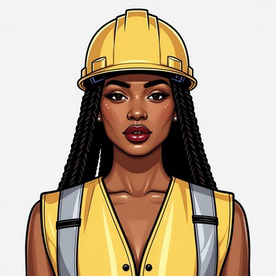 African-American woman in yellow hard hat